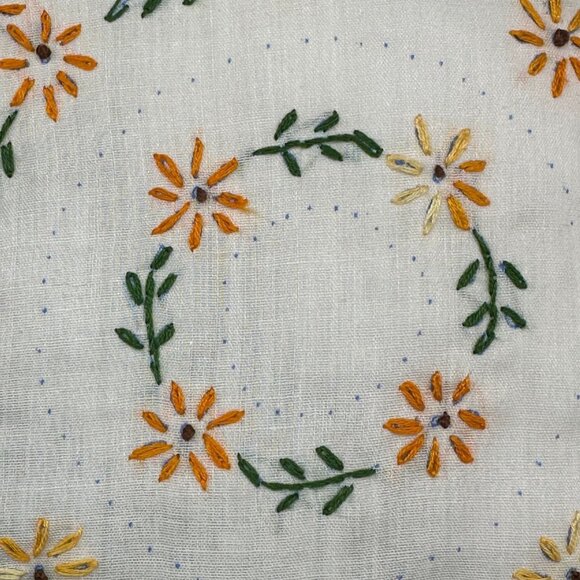 Vintage Throw Pillows Embroidered Floral Peach Green White Set Of 3 Cottagecore - Picture 4 of 10